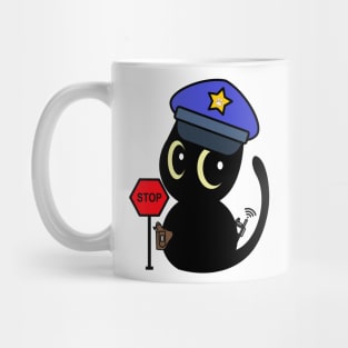 Funny Black Cat Policeman Mug